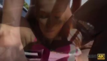 Having guys huge cock in her mouth thrills babe